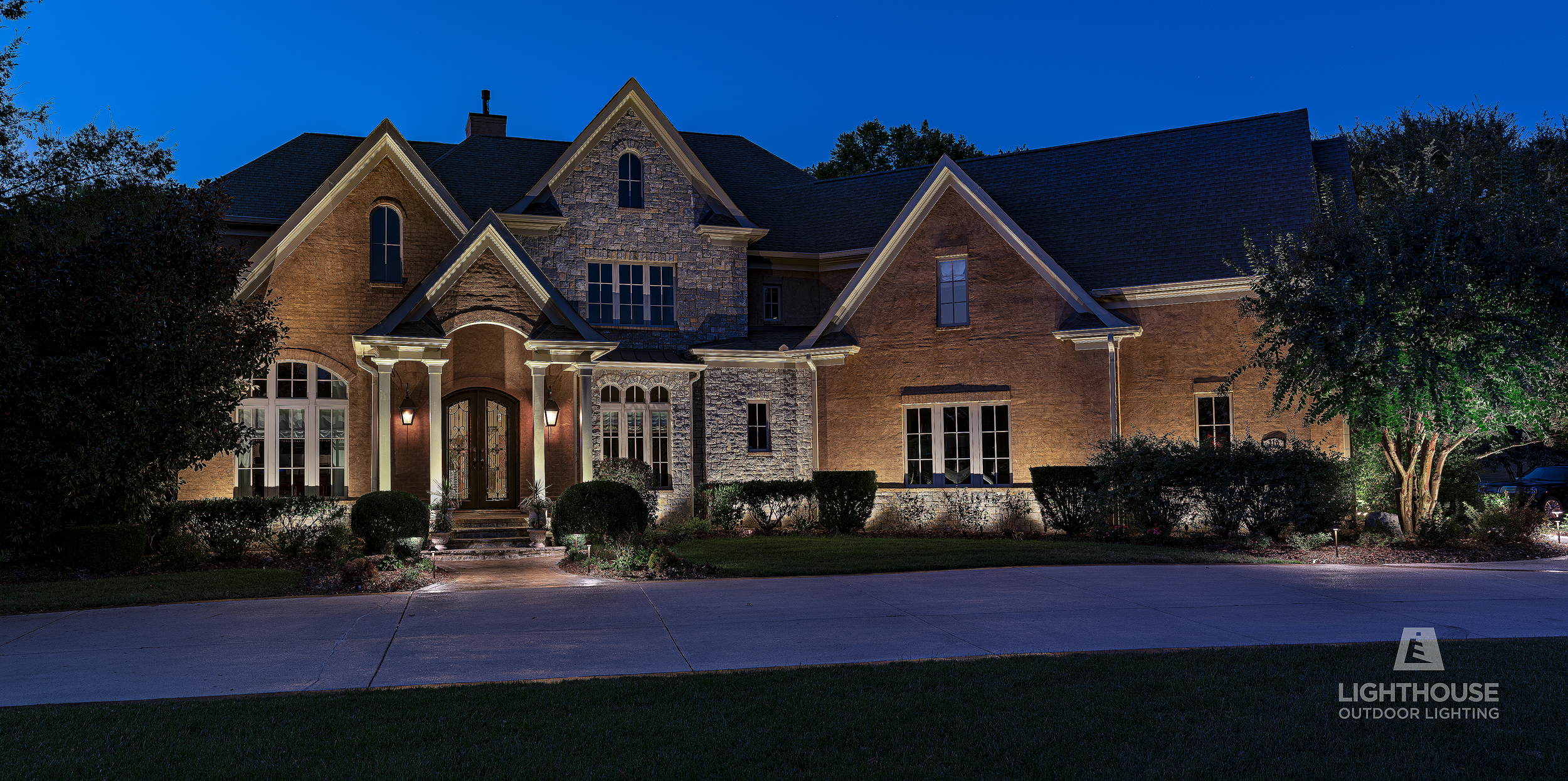 Architectural uplighting on Boston area home
